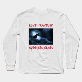 WITCH ON BROOM LOVES TRAVELING - Happy Halloween | Halloween Costume | Funny Halloween Long Sleeve T-Shirt